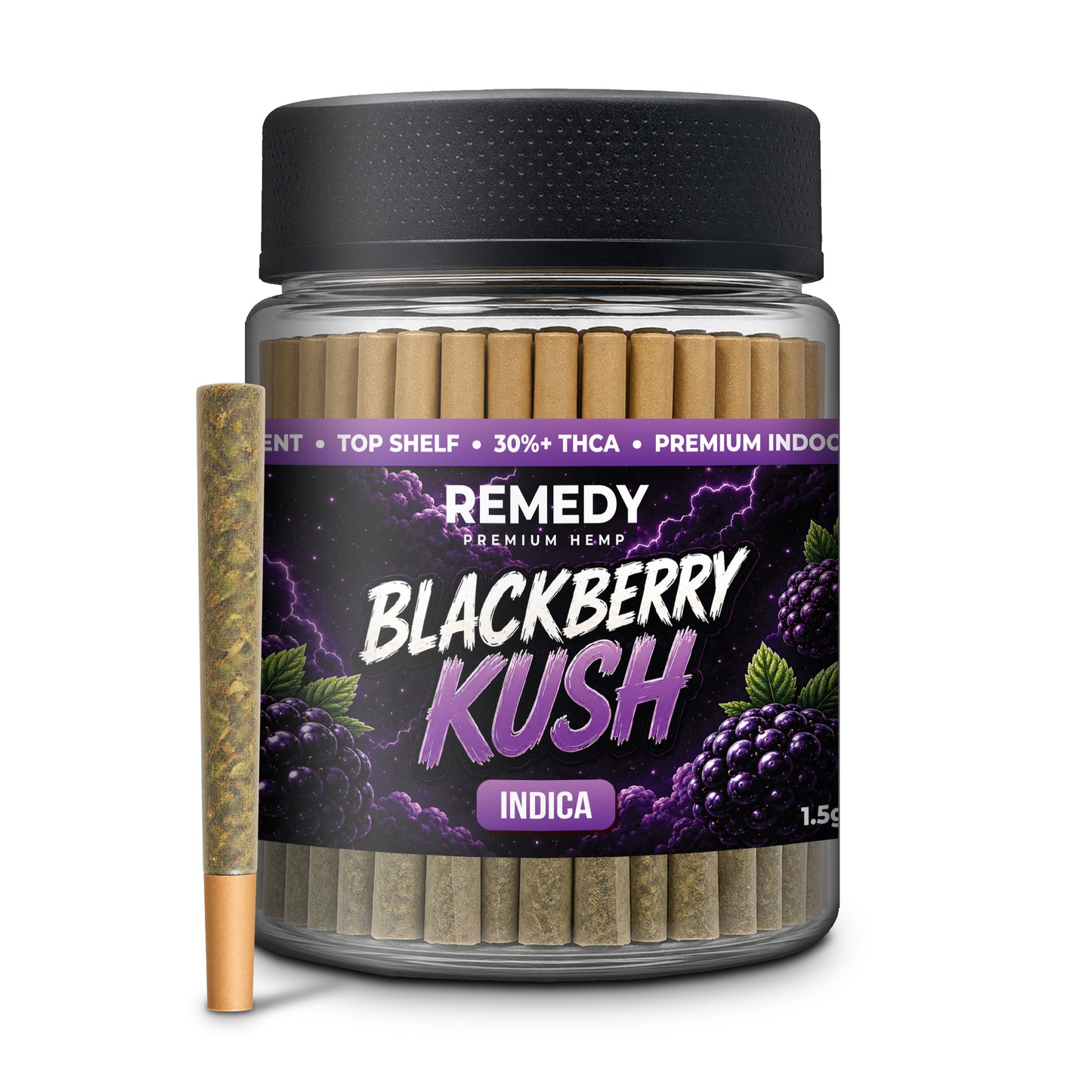 Blackberry Kush THCa 1.5g PreRolls 50-Pack