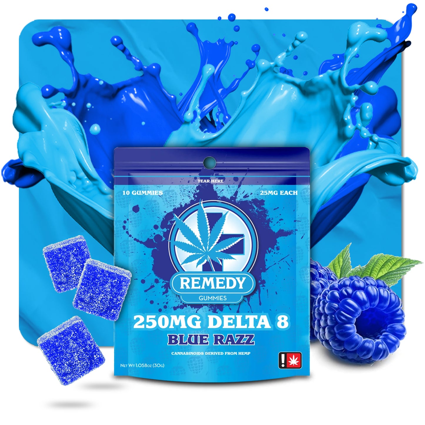 Delta 8 THC Blue Razz Gummies 250mg