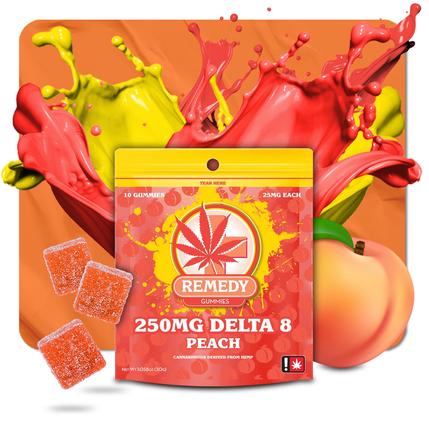 Delta 8 Peach Gummies 250mg