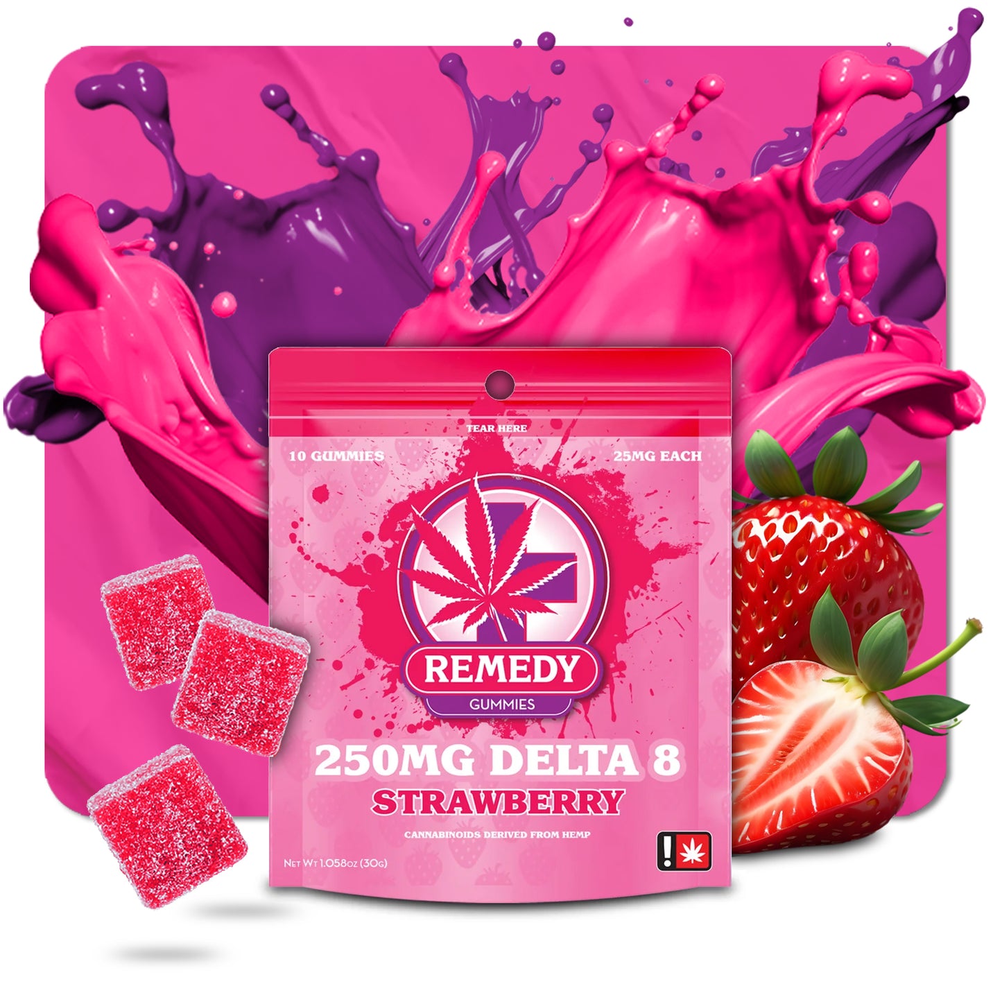 Delta 8 Strawberry Gummies 250mg