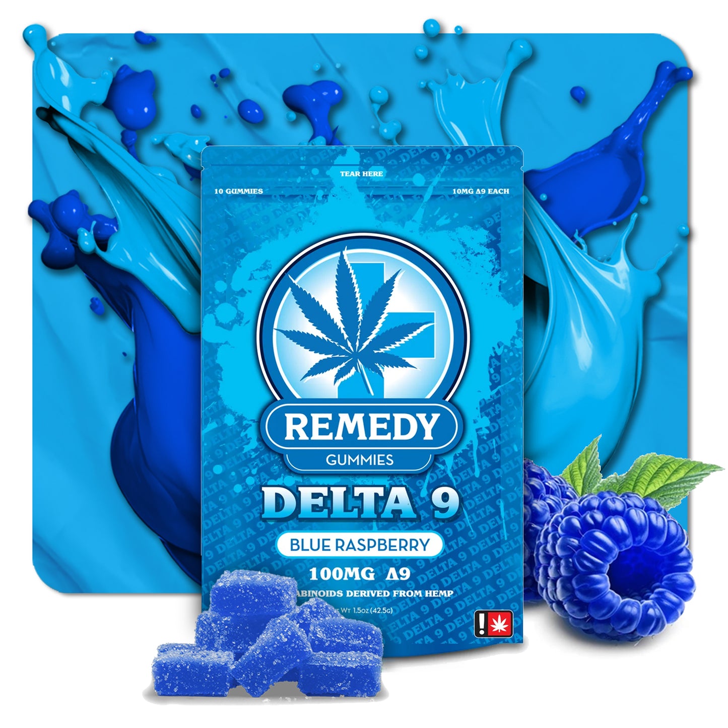 Delta 9 THC Gummies Blue Raspberry 100mg