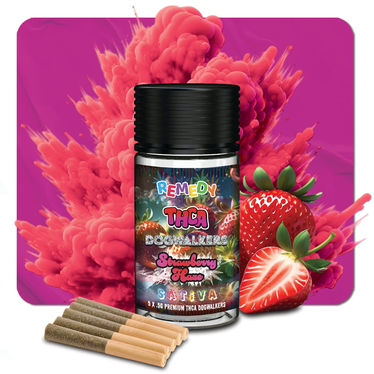 THC-A Dog Walker Pre-Rolls 5 Pack - Strawberry Haze
