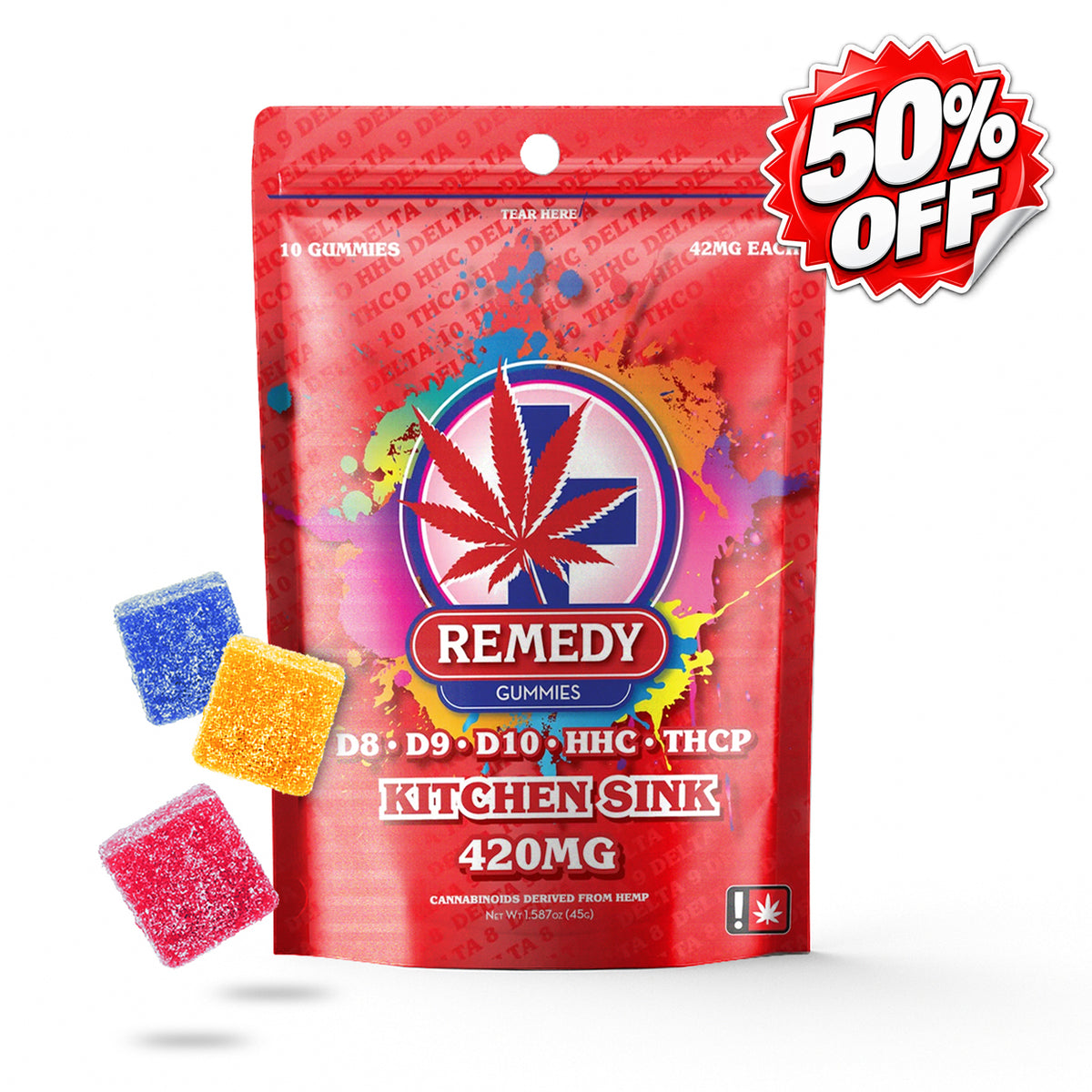 Kitchen Sink (Red) D8 + D9 + D10 + HHC + THCP 420mg Gummies