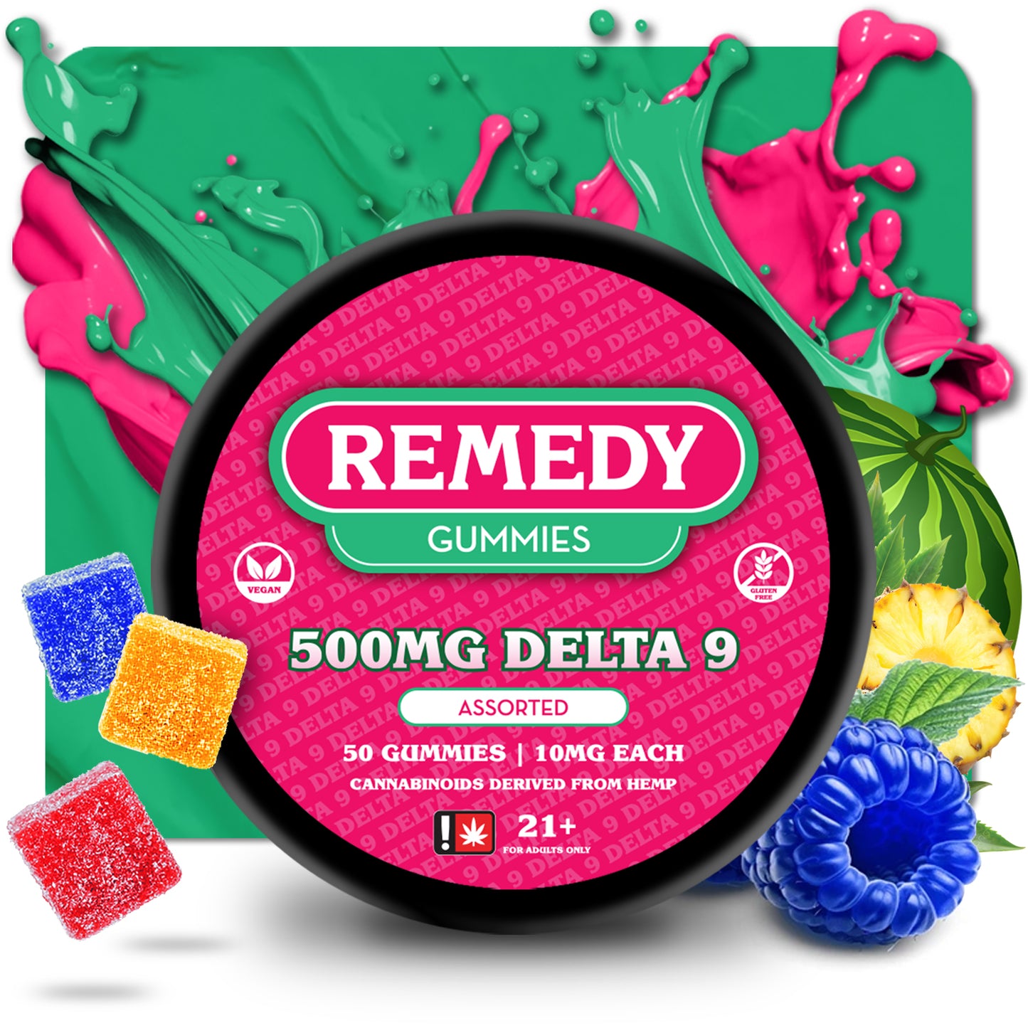 Delta 9 THC Assorted Gummies 500mg
