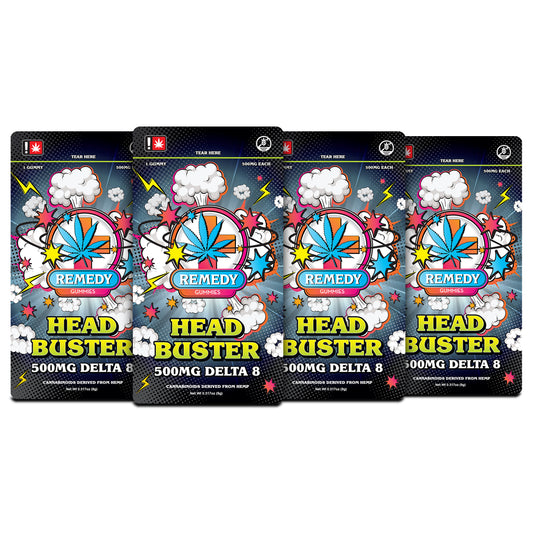 4 Pack Head Buster Gummies 500mg/1ct - Delta 8