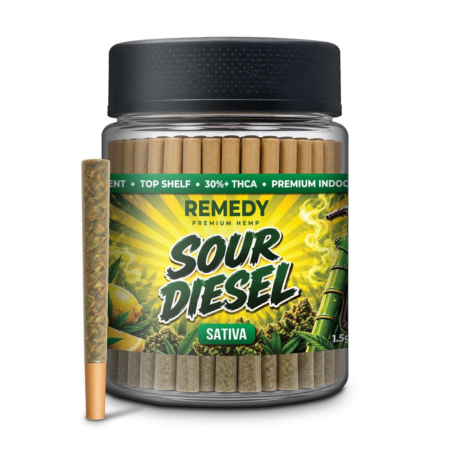 Sour Diesel THCa 1.5g PreRolls 50-Pack