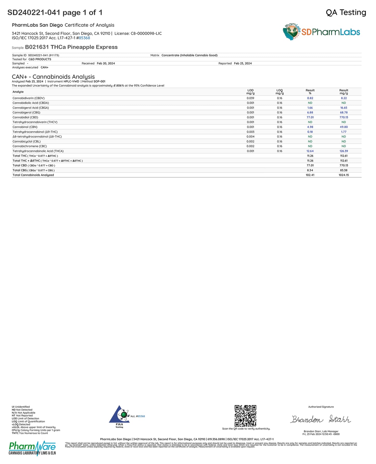 Pineapple Express THCa 1g Cart