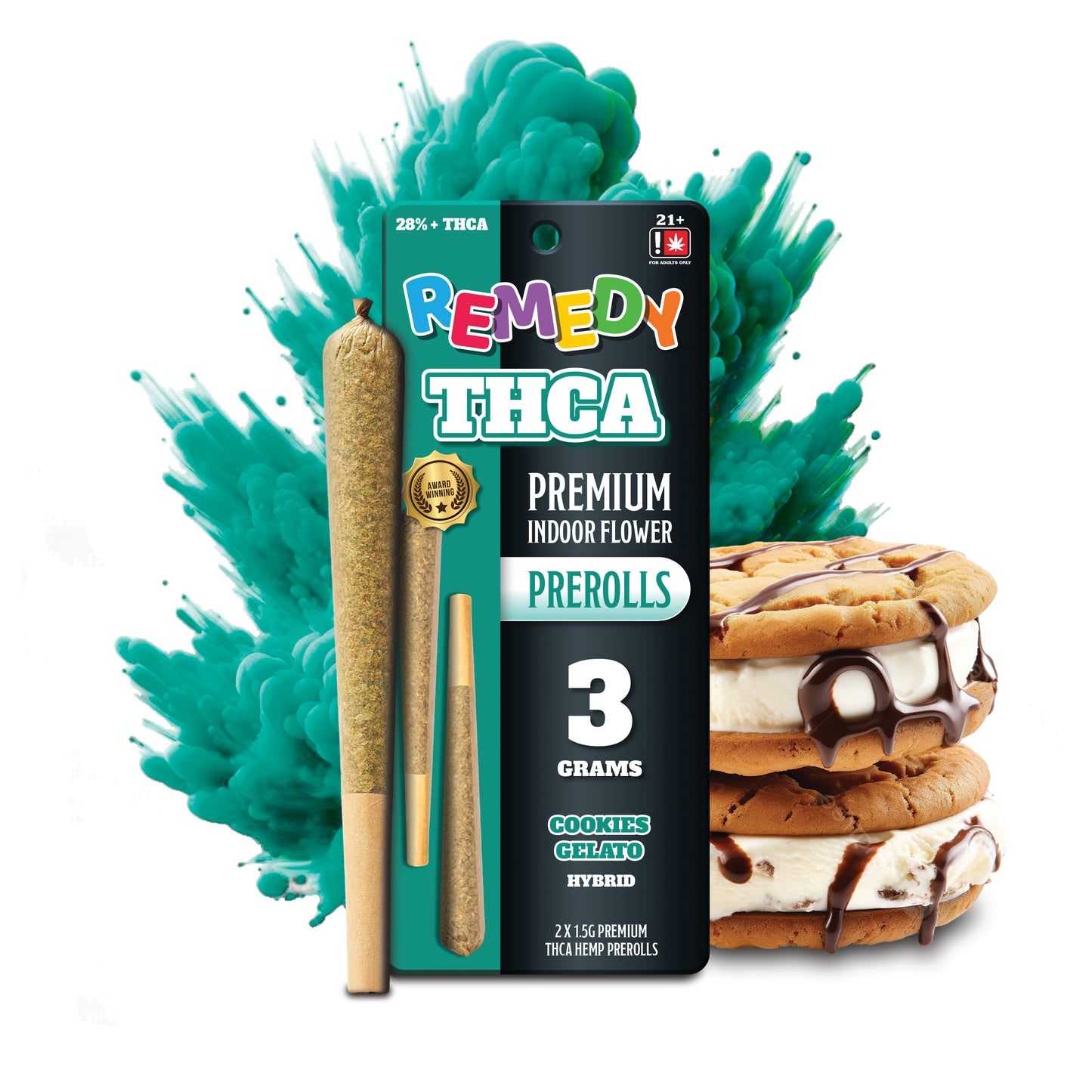 THC-A 3 Gram Pre-Rolls Joints 2 Pack - Cookies Gelato