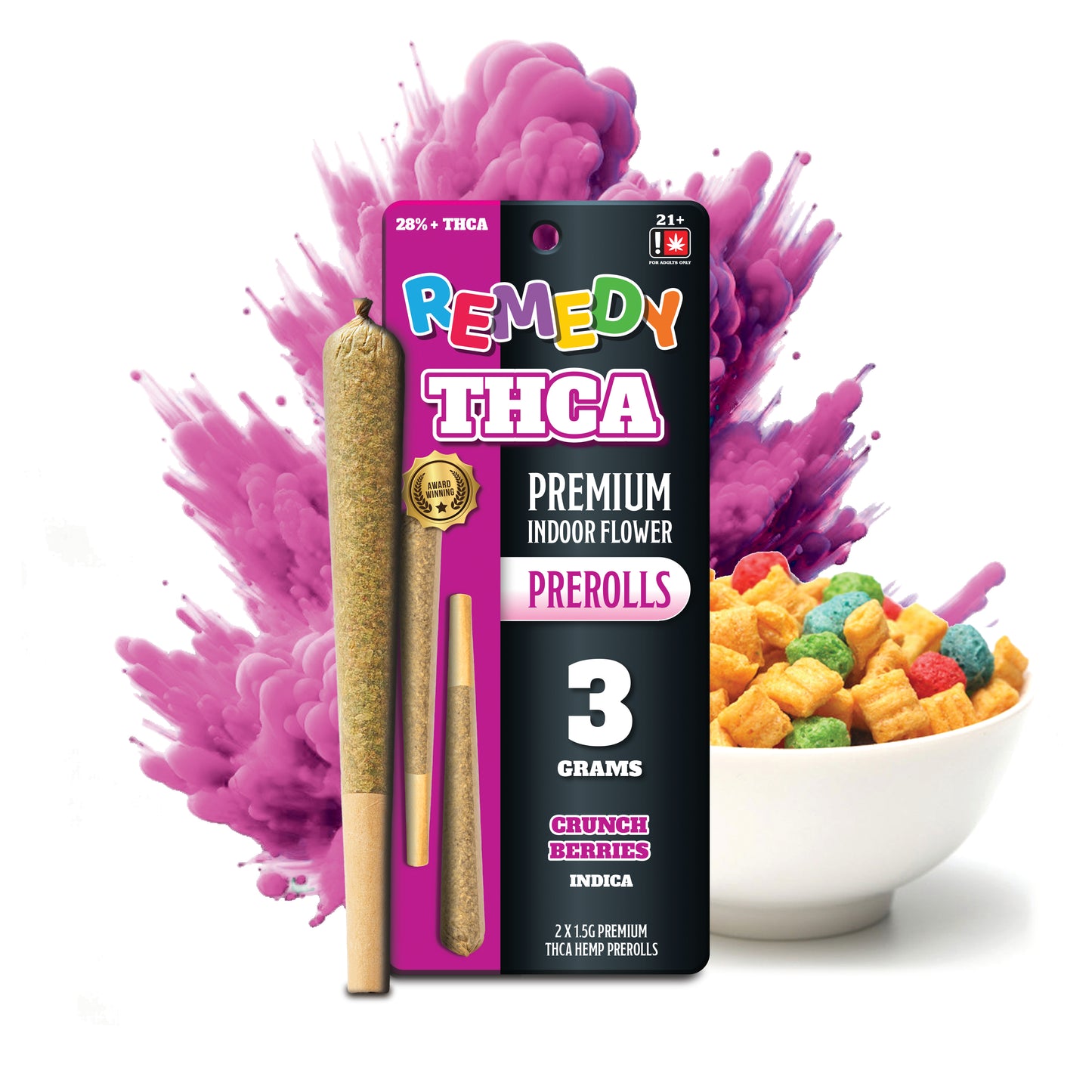 THC-A 3 Gram Pre-Rolls Joints 2 Pack - Crunch Berries