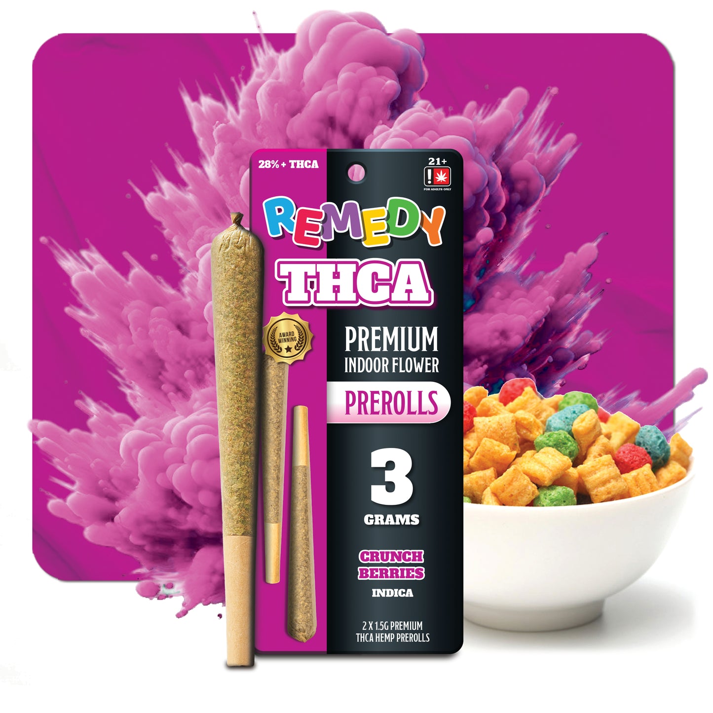 THC-A 3 Gram Pre-Rolls Joints 2 Pack - Crunch Berries