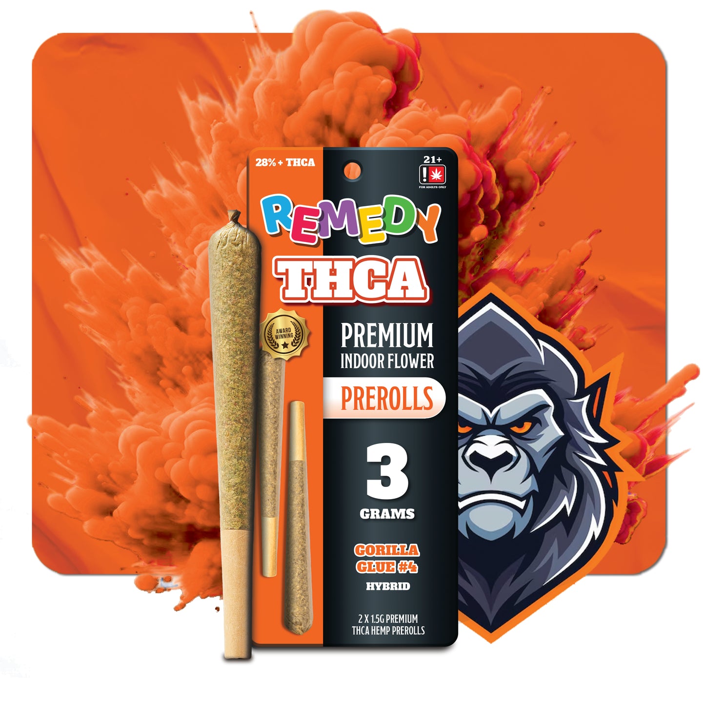 THC-A 3 Gram Pre-Rolls Joints 2 Pack - Gorilla Glue #4