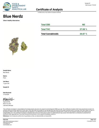 THC-A Flower - Blue Nerdz (Exotic)