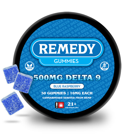 Delta 9 THC Blue Raspberry Gummies 500mg