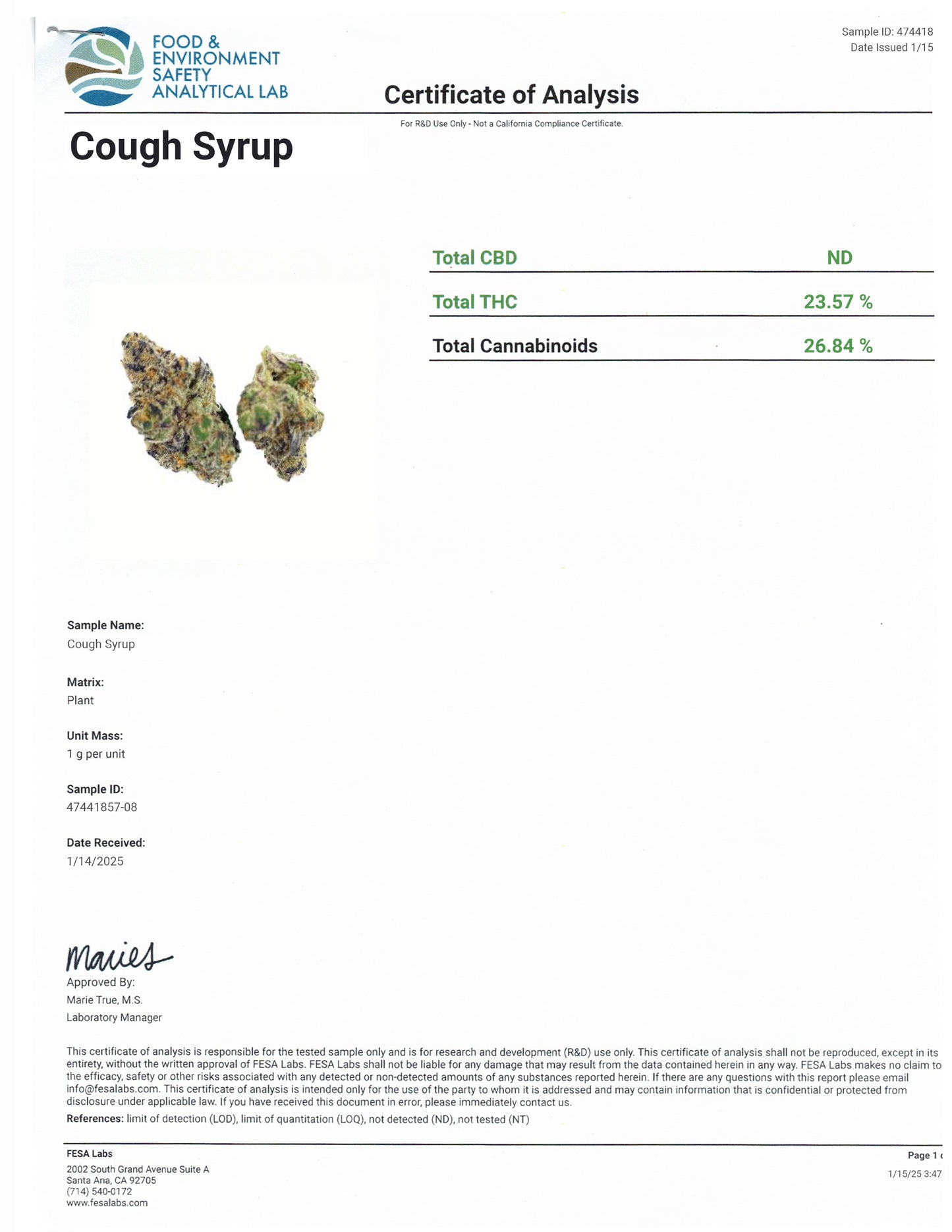Cough Syrup - 26.64% THCA