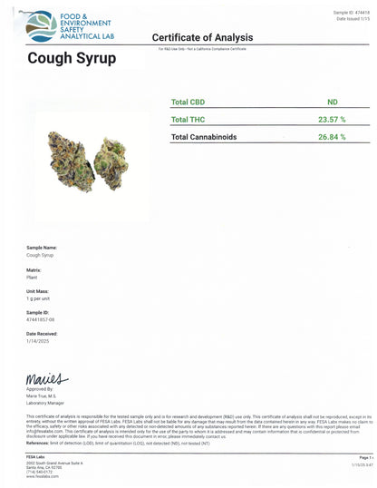 Cough Syrup - 26.64% THCA