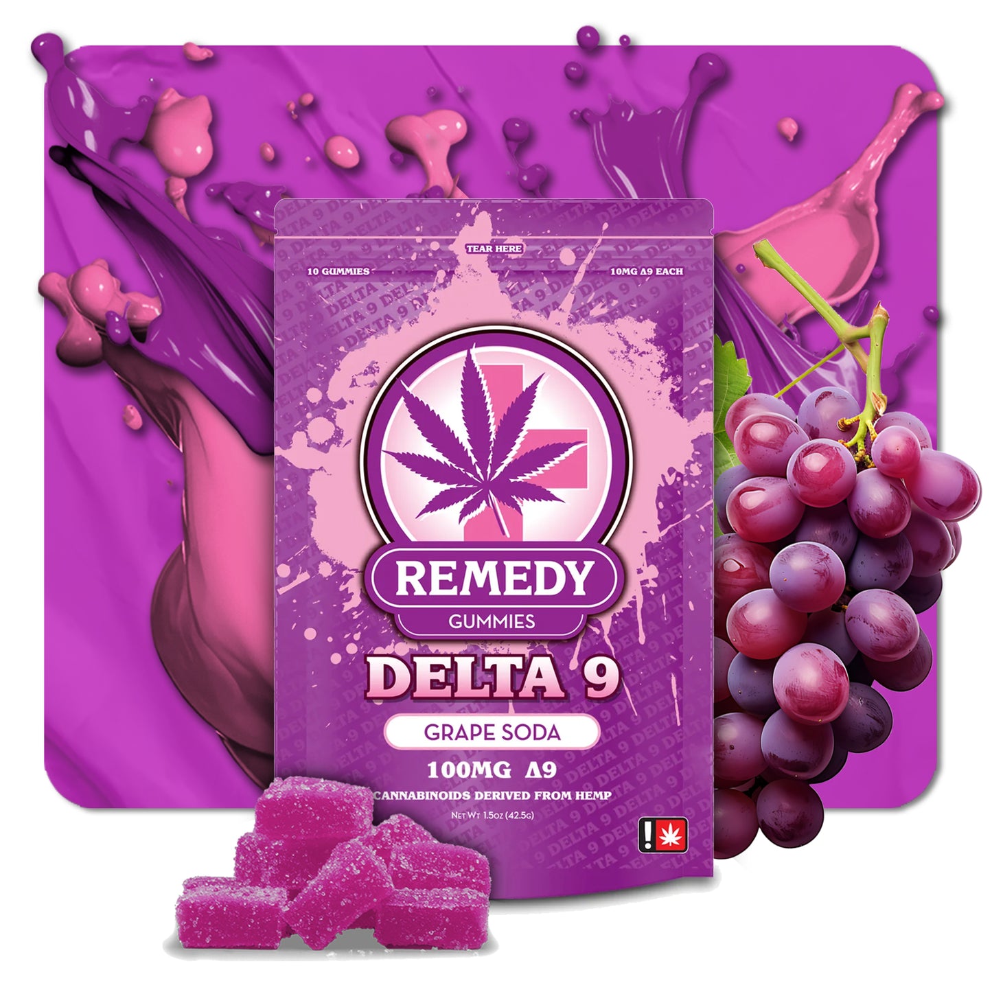 Delta 9 THC Gummies Grape Soda 100mg