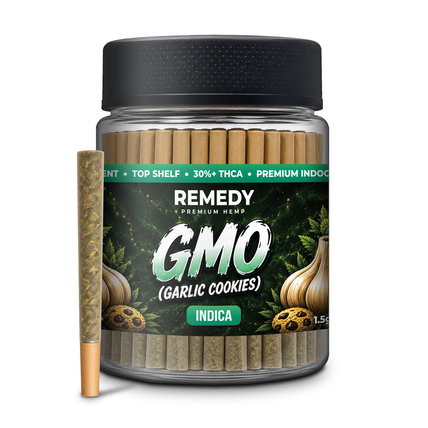 GMO (Garlic Cookies) THCa 1.5g PreRolls 50-Pack