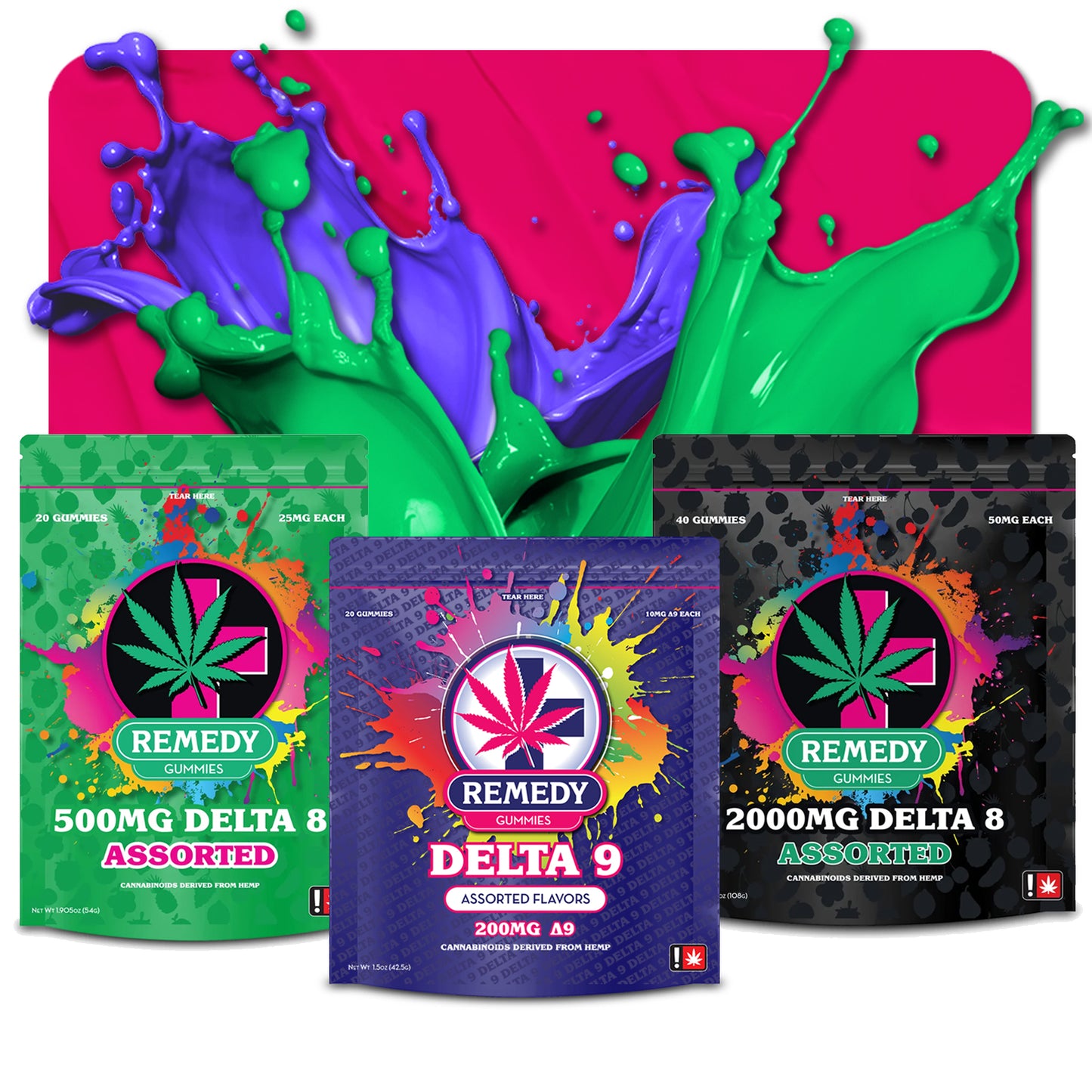 Buy 2 Delta 8 Assorted Gummy Bags Get a Free Delta 9 200mg Gummy Bag