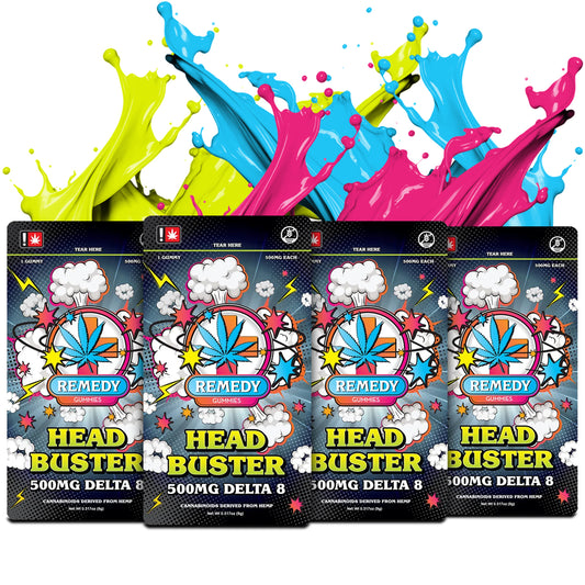 4 Pack Head Buster Gummies 500mg/1ct - Delta 8