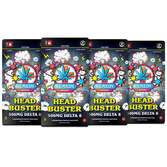4 Pack Head Buster Gummies 500mg/1ct - Delta 8