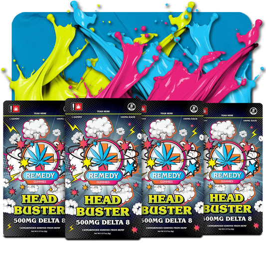 4 Pack Head Buster Gummies 500mg/1ct - Delta 8