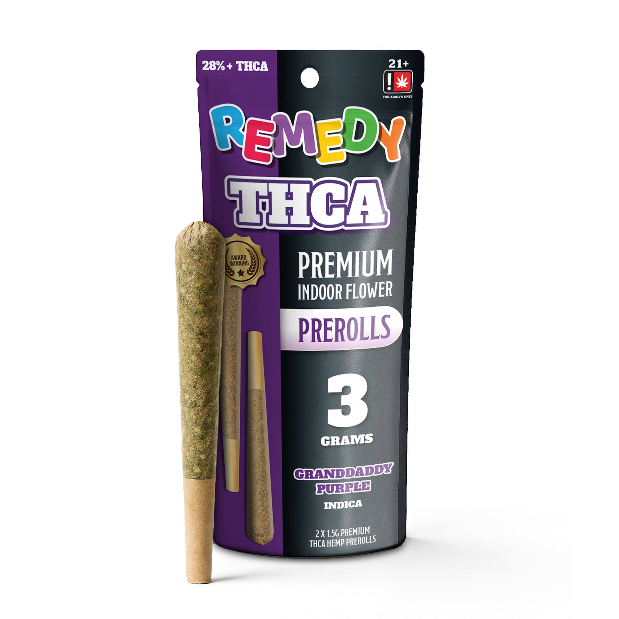 Granddaddy Purple THCa 1.5g PreRolls 2-Pack – Remedy Premium Hemp