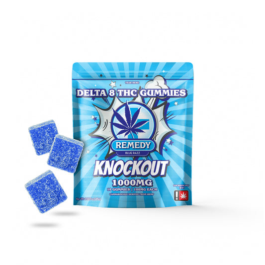 Knockout Blue Razz Gummies 1000mg/10ct - Delta 8