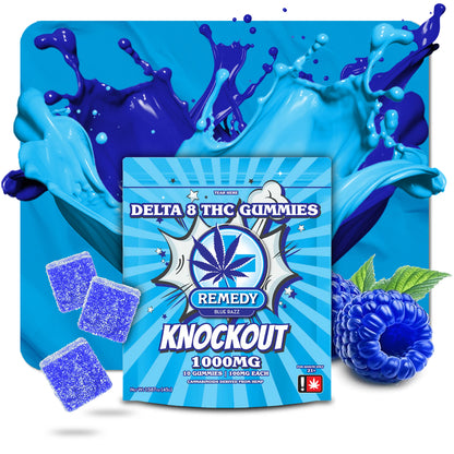 Knockout Blue Razz Gummies 1000mg/10ct - Delta 8