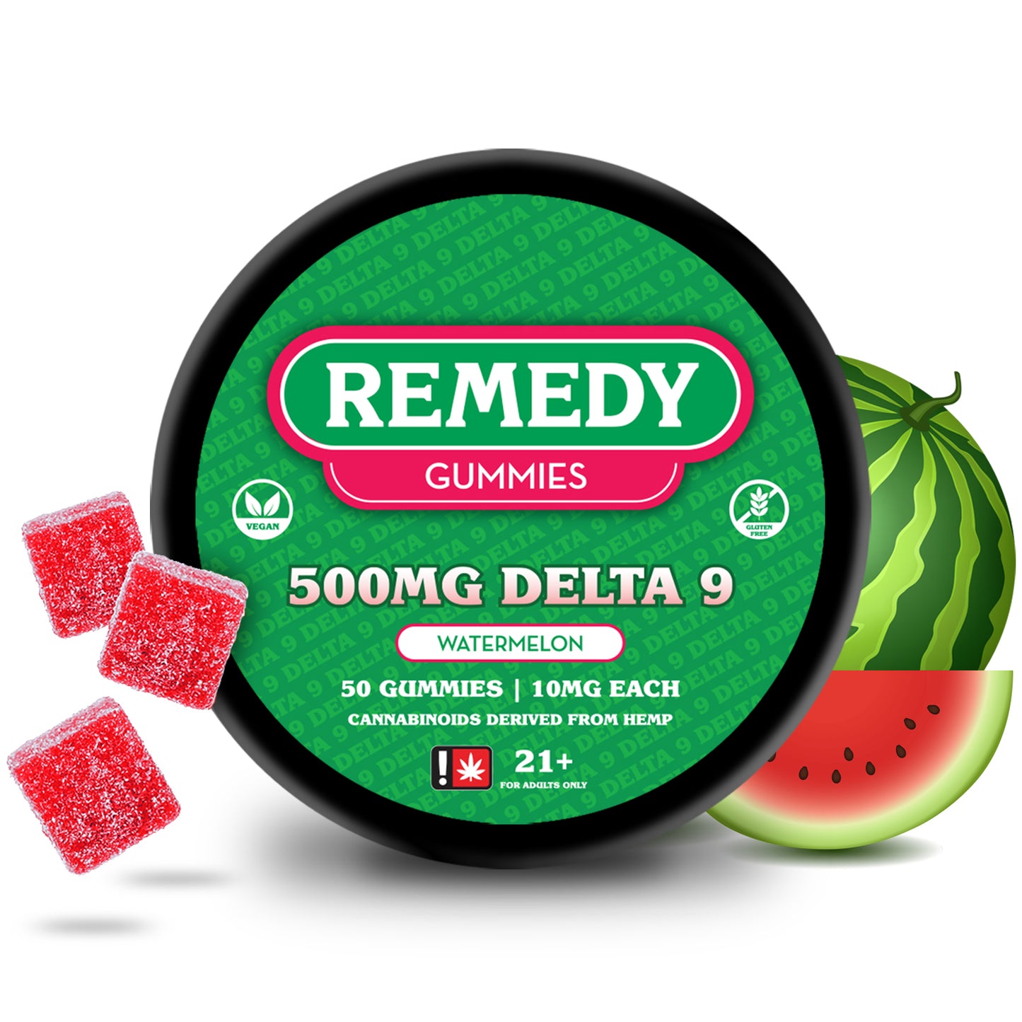 Delta 9 THC Gummies Watermelon 500mg