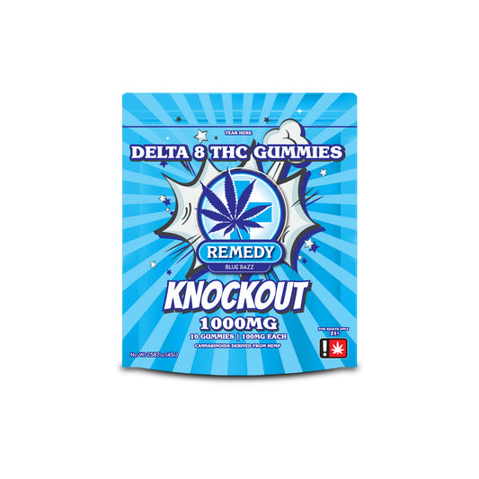 Knockout Blue Razz Gummies 1000mg/10ct - Delta 8